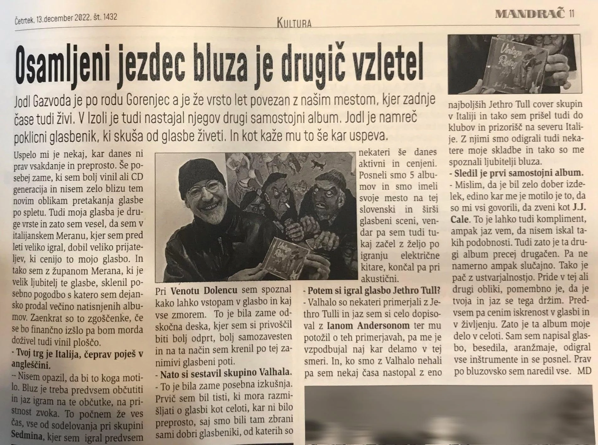 Artikel in der Zeitung „Mandrač“ (13.12.2022)